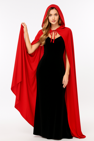 Adult Red Hooded Halloween Cape - Adult One Size