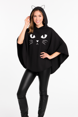 Black Cat Hooded Poncho Costume for Adults - Halloween Essential
