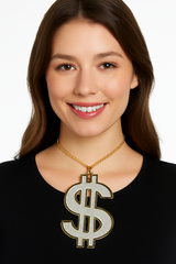 Dollar Sign Necklace Choker - 1990s Hip-Hop Costume Accessory