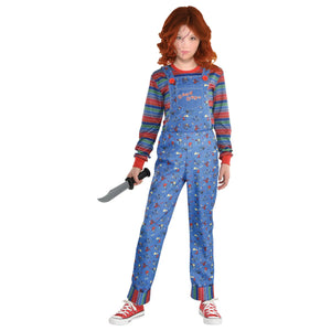 Child's Play Chucky Halloween Costume for Kids - Blue Overalls and Striped Shirt
