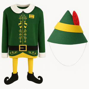 Adult Christmas Elf Movie Ugly Sweater & Hat Set - Adult L/XL