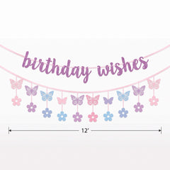 Butterfly Flutter "Birthday Wishes" Double Banner Decoration