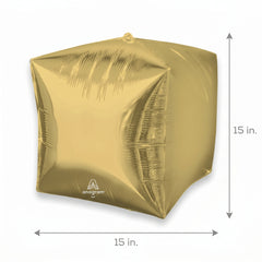 Gold Cube Foil Balloon - Metallic Mylar Party Decoration