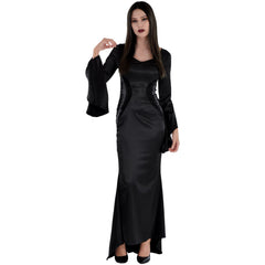 Elegant Morticia-Inspired Halloween Costume for Women