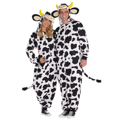Adult Cow Zipster Jumpsuit Costume with Hood & Tail