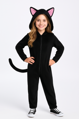 Black Cat Zipster Costume for Girls
