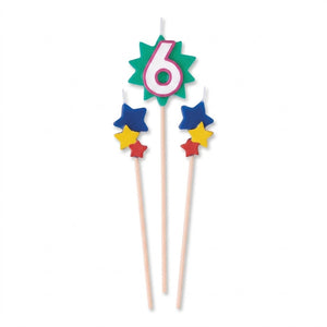Star Birthday Toothpick Candle Set - Number 6