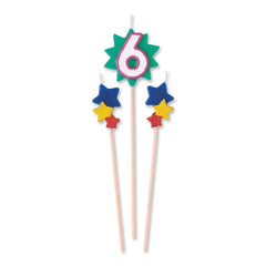 Star Number 6 Birthday Toothpick Candle Set | 3 Pc.