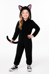 Adorable Girls' Black Cat Zipster Halloween Costume
