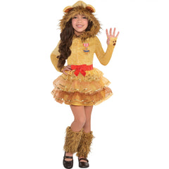 Girls' Wizard of Oz Cowardly Lion Costume with Hood & Leg Warmers