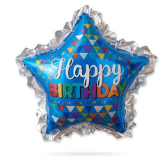 Star-Shaped Foil Balloon - Vibrant "Happy Birthday" Design