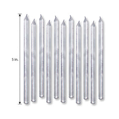 Elegant Silver Tall Birthday Candles, 5-Inch, 12-Pack