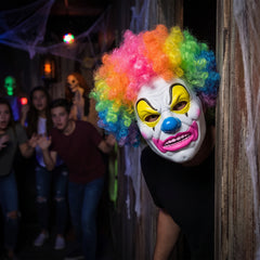 Neon Circus Light-Up Clown Mask with Rainbow Wig