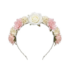 Pink and White Flower Girl Head Wreath for Weddings