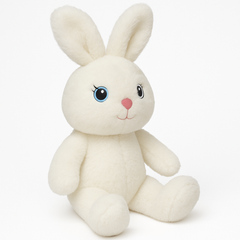 Charming White Plush Bunny - 9.5" Easter Decor