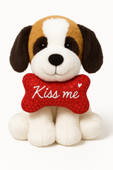 Adorable Valentine's Day Plush Puppy with "Kiss Me" Bone
