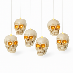 Spooky Hanging LED Skull Lights Set (6 Pack)