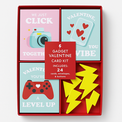 Valentine's Day Gadget-Themed Cards & Erasers Set - 24 Count
