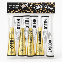 New Year's Eve Party Blowers - 8-Pack Celebratory Set