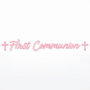 Elegant Pink First Communion Banner