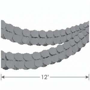 Elegant Silver Tissue Paper Garland - 12 ft