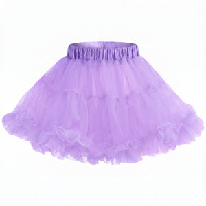 Girls Lavender Tutu Skirt - Layered Tulle Ballet Petticoat with Satin Elastic Waist for Dance, Dress Up, Princess Costume - M/L