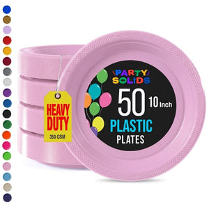 10 in. Pink Plastic Plates | 50 Count