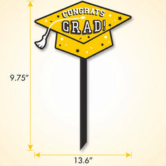 "Congrats Grad" Yellow Lawn Sign for Graduation Celebrations