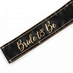 Glamorous "Bride To Be" Sequin Sash in Black and Gold