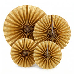Gold Glitter Paper Fan Decorations - Set of 4