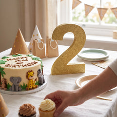 Glitter Gold Number 2 Sign - Standing MDF Decoration