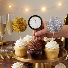 New Year's Eve Countdown Clock & Tinsel Party Picks, 16-Pack