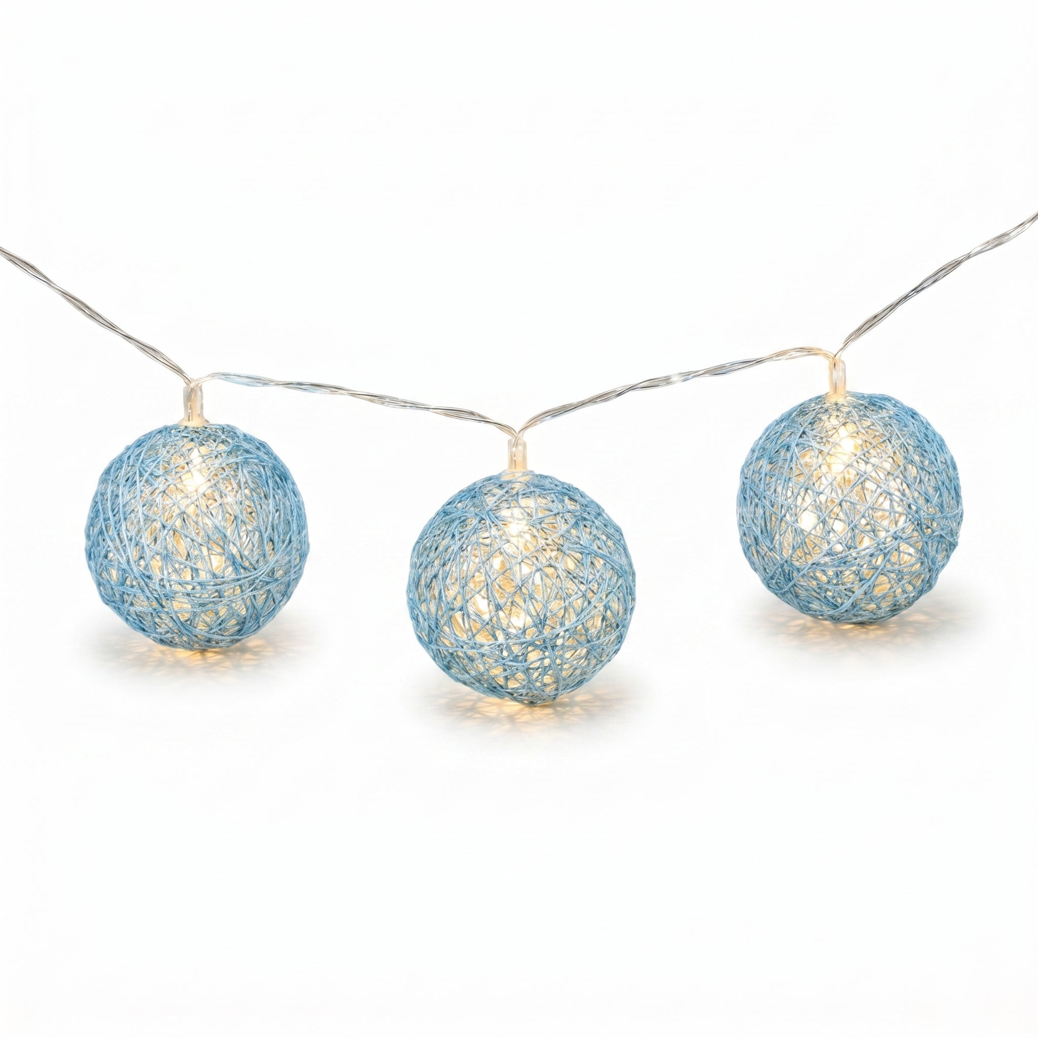 Blue Woven Ball LED String Lights, 5-ft, Battery Operated