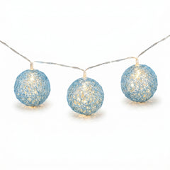 Blue Woven Ball LED String Lights, 5-ft, Battery Operated
