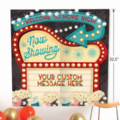 Movie Night "Now Showing" Customizable Backdrop Scene Setter