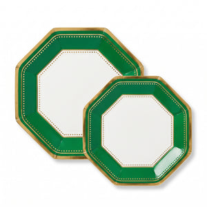 Festive Green Premium 10" Octagonal Paper Plates