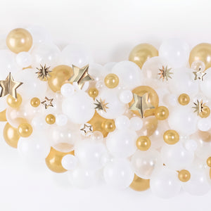 Elegant White and Gold Star Balloon Decor Kit