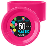 9 In. Cerise Plastic Plates | 50 Count