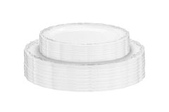 9 In. Gray/Silver Victorian Design Plastic Plates | 120 Count