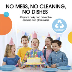 9 In. Light Blue Plastic Plates | 50 Count