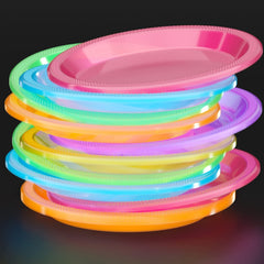 Unleashed - 9 In. Neon Assorted Color Plastic Plates - 60 Ct.