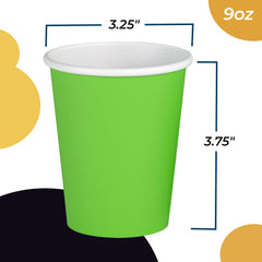 Little Gym - 9 Oz. Lime Green Paper Cups - 100 Ct.