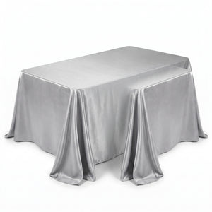 Elegant Silver Fabric Table Cover 60x84 inches