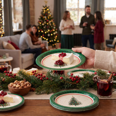 Elegant Evergreen Christmas Paper Plates, 7-Inch, 18-Count