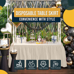 Ivory Plastic Table Skirt | 6 Pack - 168 in. x 29 in.
