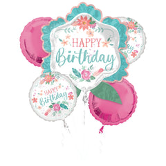 Free Spirit Happy Birthday Foil Balloon Bouquet - 5 Piece Set