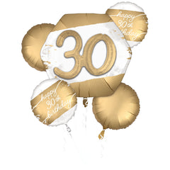Golden Age 30th Birthday Foil Balloon Bouquet - 5 Piece Set