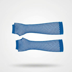 Royal Blue Long Fishnet Fingerless Gloves for Adults