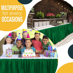 Emerald Green Plastic Table Skirt | 6 Pack - 168 in. x 29 in.