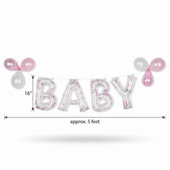 "Baby" Pink Confetti Foil Balloon Banner Kit